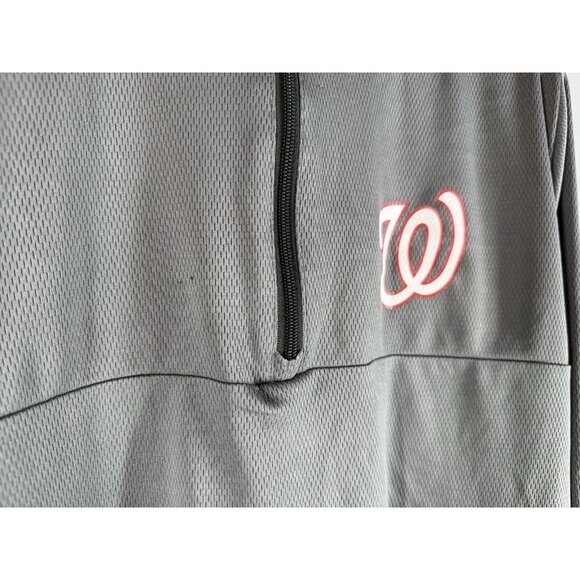 Washington Nationals MLB Majestic Mens Medium 1/4 Zip Gray Pullover - Picture 5 of 11